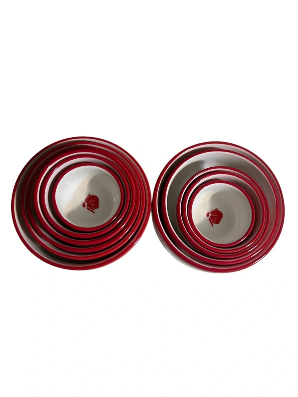 Carla Hall Sweet Heritage Nesting Ceramic Measuring Bowls White Red Blooming